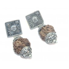 Earrings Silver 925 Sterling Dangle Drop Women Rudraksh Om Sun Swastik Gift B642